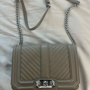 Rebecca Minkoff Taupe Quilted Crossbody Bag with Silver Chain